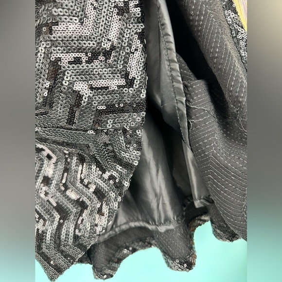 Evening black skirt leather and sequin, lined, size 4 (S) approx 26", NWT - Picture 6 of 11